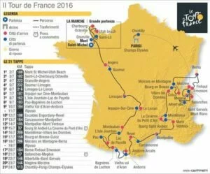 L'Infografica di Centimetri illustra la planimetria del Tour de France 2016, Roma, 20 Ottobre 2015. ANSA/ CENTIMETRI